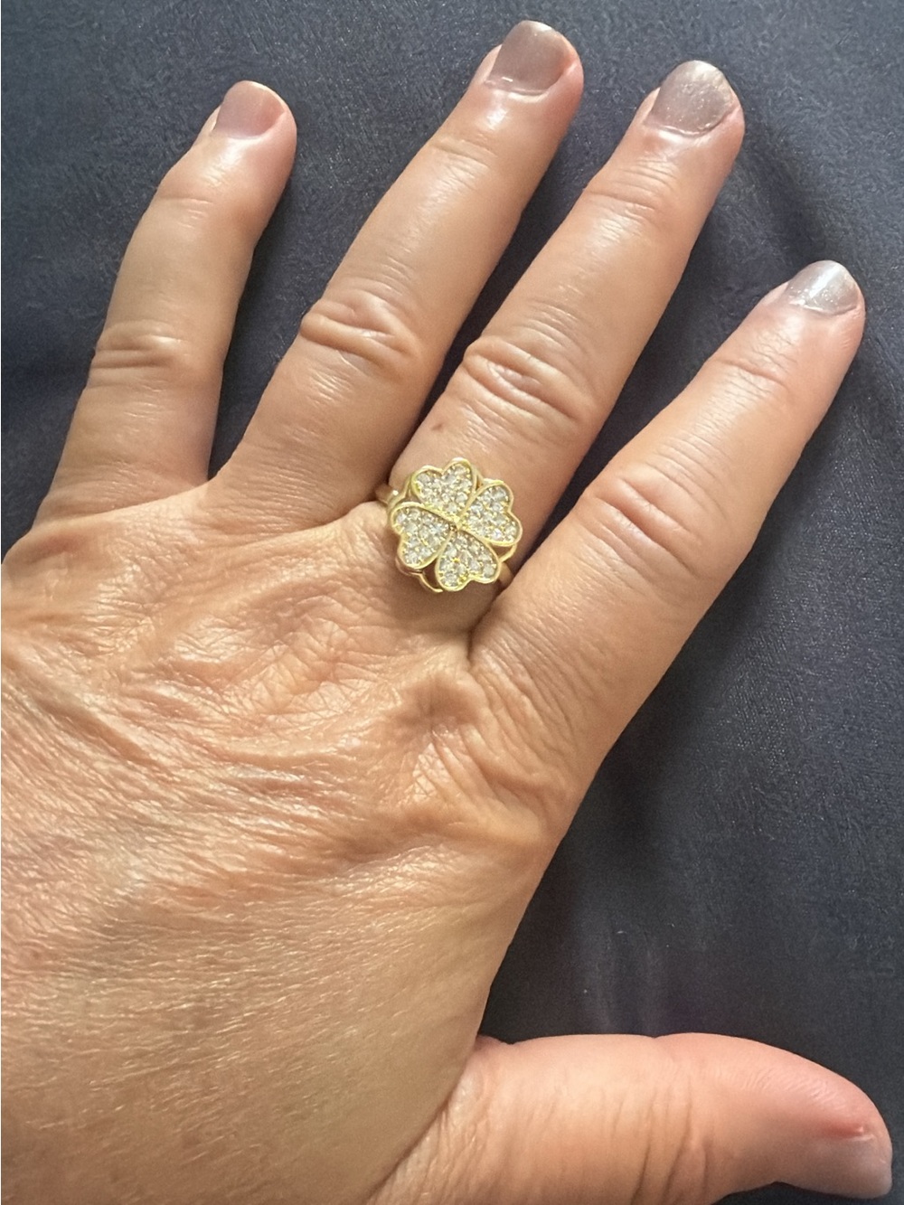 Gold Clover Pavé Ring - Women's Fashion Ring